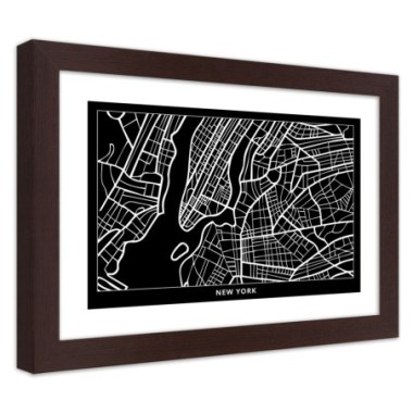 Quadro con cornice, Piano di New York - 90x60