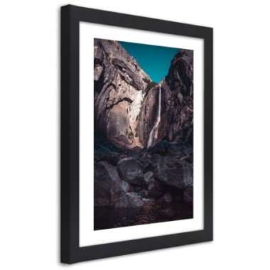 Quadro con cornice, Cascata tra alte rocce - 60x90