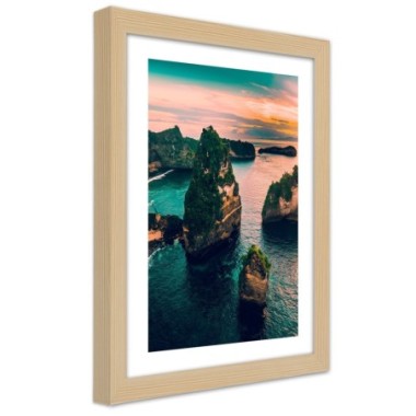 Quadro con cornice, Rocce in un oceano turchese - 60x90