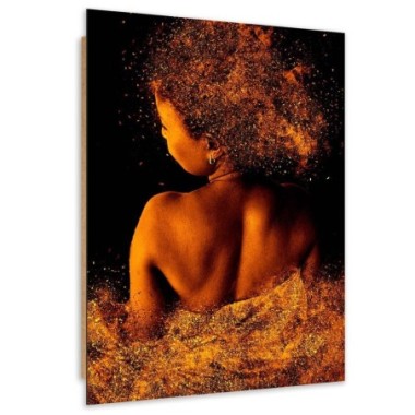 Quadro deco panel, Giovane donna in polvere d'oro -...