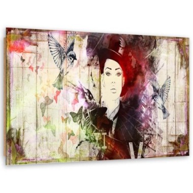 Quadro deco panel, Ragazza con cappello - 90x60