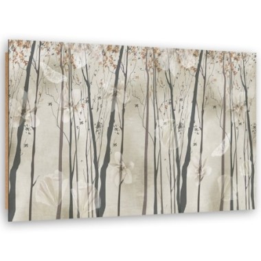 Quadro deco panel, Alberi fiori e farfalle - 90x60