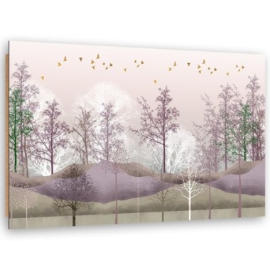 Quadro deco panel, Uccelli sopra la foresta - 90x60