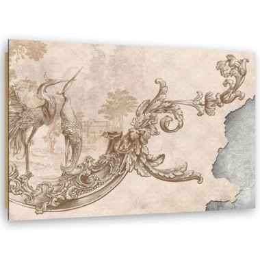 Quadro deco panel, Uccelli selvatici e foglie su un...