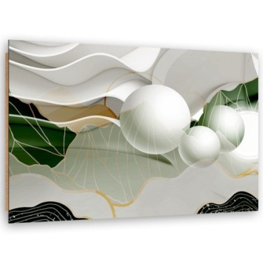 Quadro deco panel, Astrazione verde con palline 3D -...