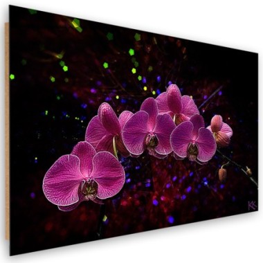 Quadro deco panel, Orchidea su uno sfondo scuro - 90x60