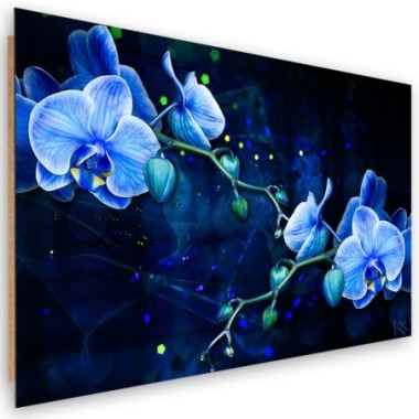 Quadro deco panel, Fiore di orchidea blu - 90x60