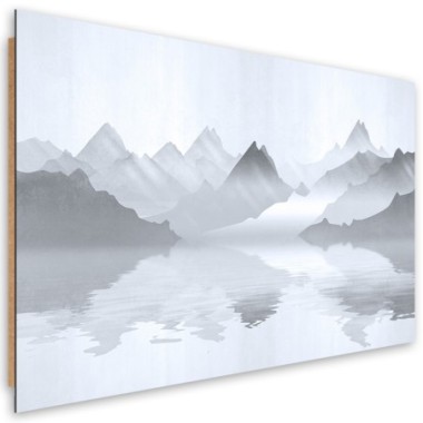 Quadro deco panel, Montagne sul lago astrazione - 90x60