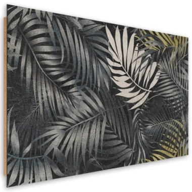 Quadro deco panel, Foglie tropicali scure natura -...