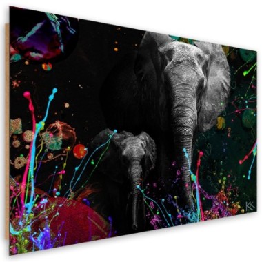 Quadro deco panel, Elefante su uno sfondo colorato -...