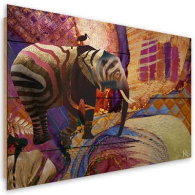 Quadro deco panel, Elefante d'oro su un background...