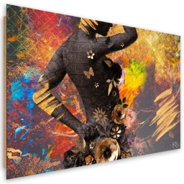 Quadro deco panel, African Woman Flowers Abstraction...
