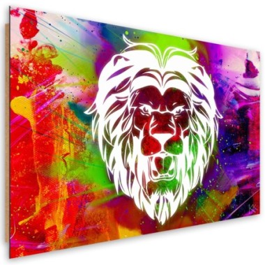 Quadro deco panel, Astrazione di leone colorato - 90x60
