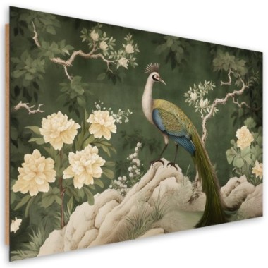 Deco panel picture, Oriental peacock green - 90x60