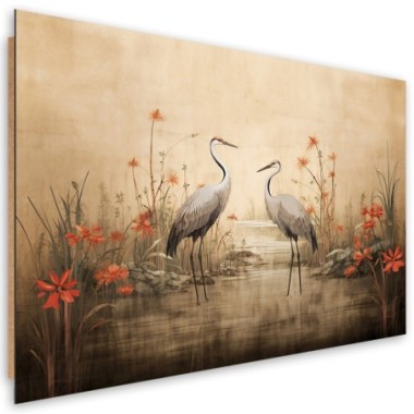 Deco panel picture, Cranes by the lake - 90x60