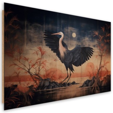 Deco panel picture, Crane Nature Oriental - 90x60