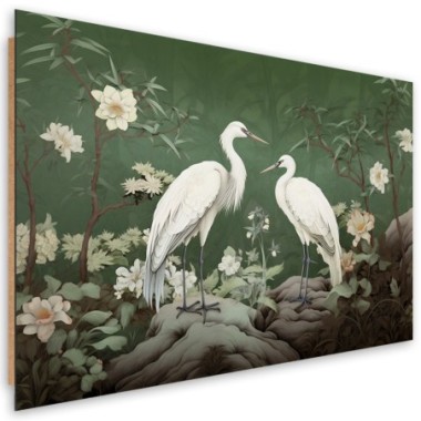 Deco panel picture, White Cranes Abstract - 90x60