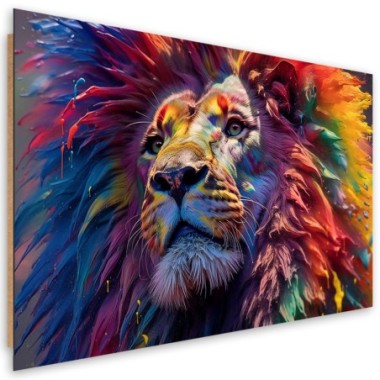 Deco panel print, Neon Lion Africa AI - 90x60