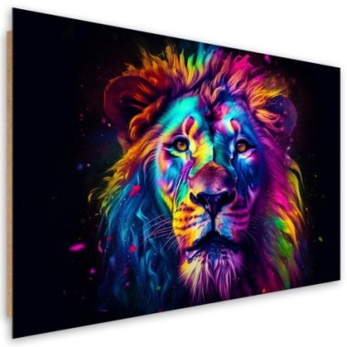 Deco panel print, Colour Neon Portrait Lion Ai - 90x60