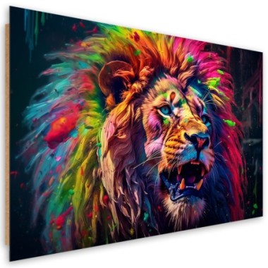 Deco panel print, Neon Lion Coloured - 90x60