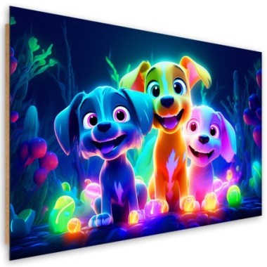 Deco panel picture, Colorful dogs abstract - 90x60
