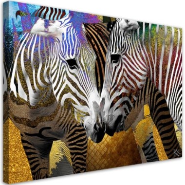 Quadro su tela, Animali zebra astratti - 90x60