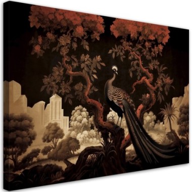 Canvas print, Peacock Animal Tree - 90x60