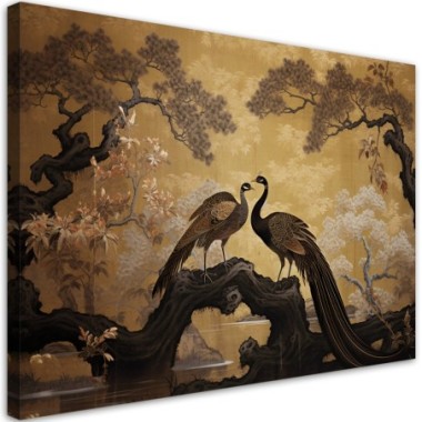 Canvas print, Peacock Bonsai Tree - 90x60