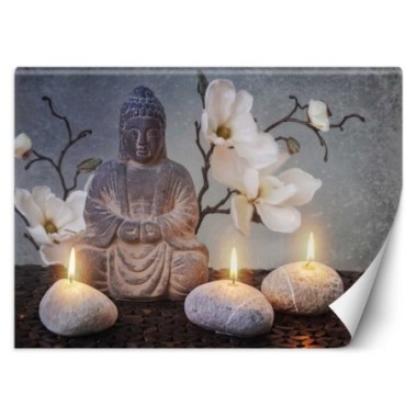 Carta Da Parati, Buddha con candele - 200x140