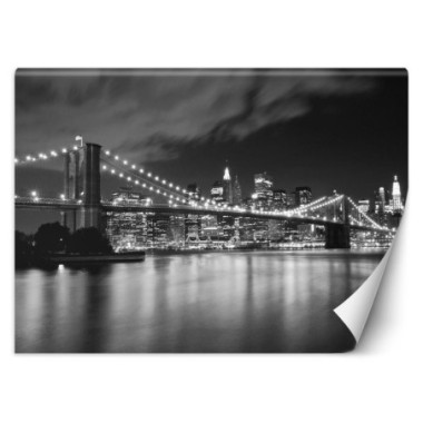 Carta Da Parati, Ponte di Brooklyn di notte a New...