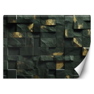 Wallpaper, Green mosaic cube 3D - 200x140