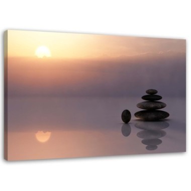 Quadro su tela, Pietre Zen al tramonto - 100x70