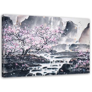 Quadro su tela, Giappone fiore di ciliegio rosa...