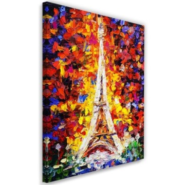 Quadro su tela, Pittura colorata della Torre Eiffel...