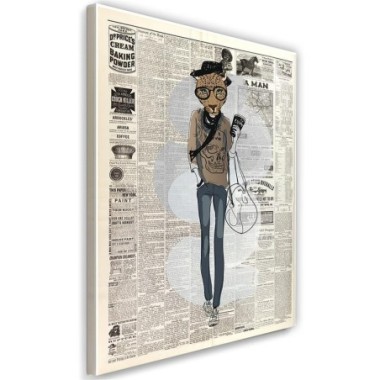 Quadro su tela, Giornale leopardo hipster - 70x100