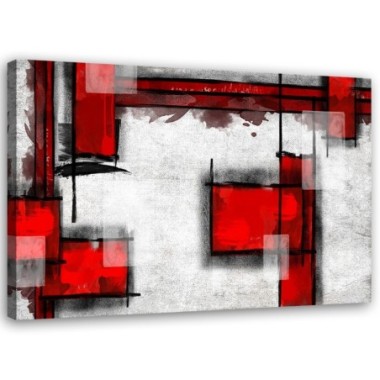 Quadro su tela, Astratto Bianco Rosso - 100x70