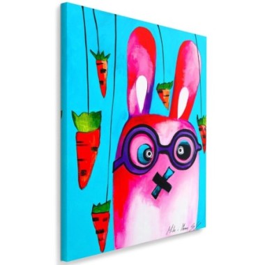 Quadro su tela, Coniglio colorato con occhiali - 70x100