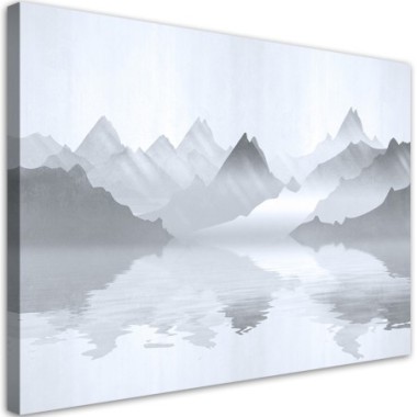 Quadro su tela, Montagne sul lago astrazione - 100x70