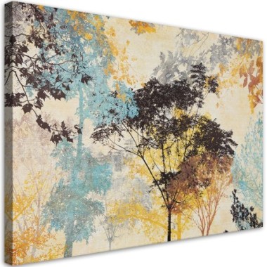 Quadro su tela, Astrazione di alberi colorati - 100x70