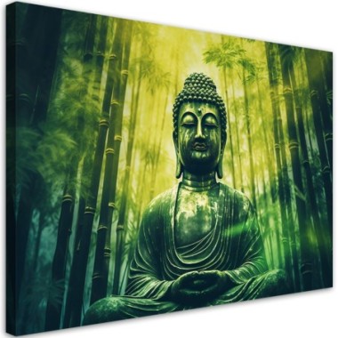 Canvas print, Buddha and Zen bamboos - 100x70