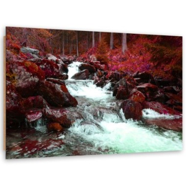 Quadro deco panel, Torrente di montagna in rosso -...
