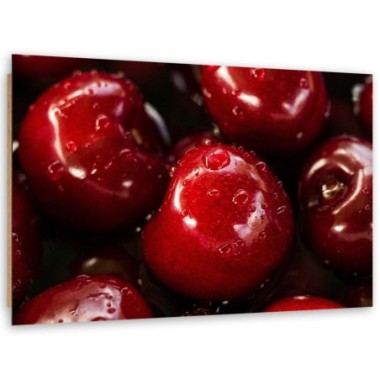 Quadro deco panel, Ciliegie tra le gocce d'acqua -...