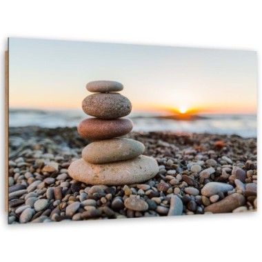 Quadro deco panel, Pietre zen sulla spiaggia - 100x70