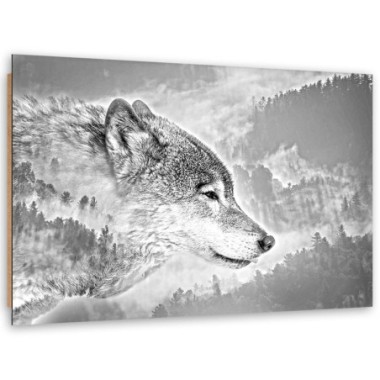 Quadro deco panel, Lupo su sfondo innevato - 100x70