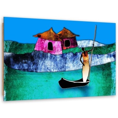 Quadro deco panel, Donna in barca - 100x70