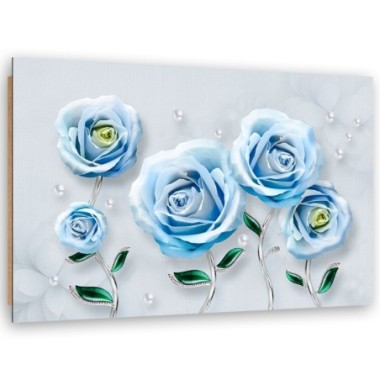 Quadro deco panel, Rose 3D blu - 100x70