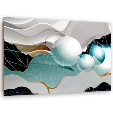 Quadro deco panel, Astrazione turchese con palline...