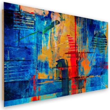 Quadro deco panel, Mano di astrazione blu -pinto -...