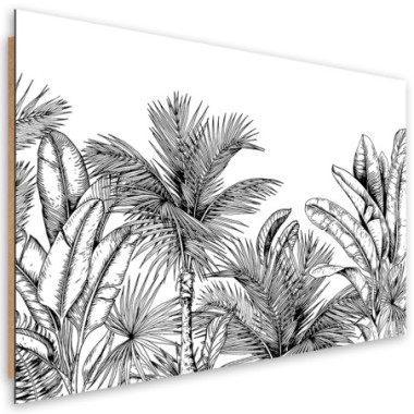 Quadro deco panel, Foglie in bianco e nero - 100x70