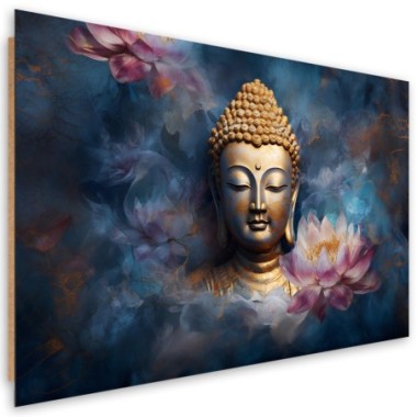 Deco panel picture, Buddha and Zen flowers - 100x70